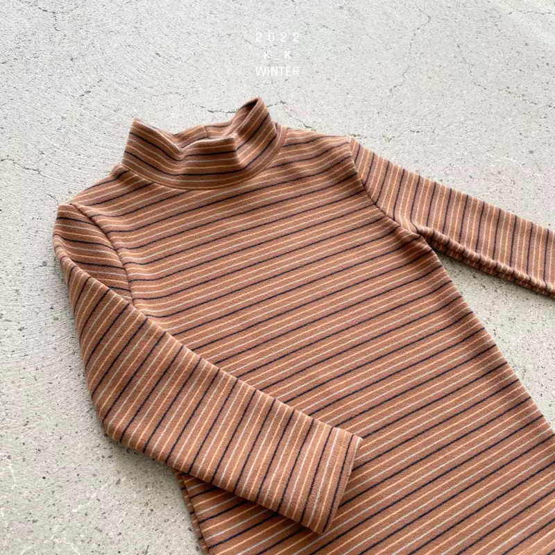 Kk - Korean Children Fashion - #prettylittlegirls - Stripes Turtleneck Tee - 8