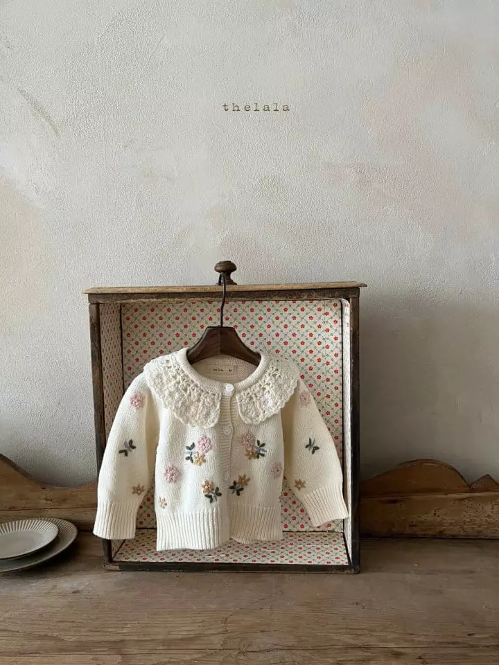 Lala - Korean Children Fashion - #prettylittlegirls - Flower Embroidery Cardigan - 4
