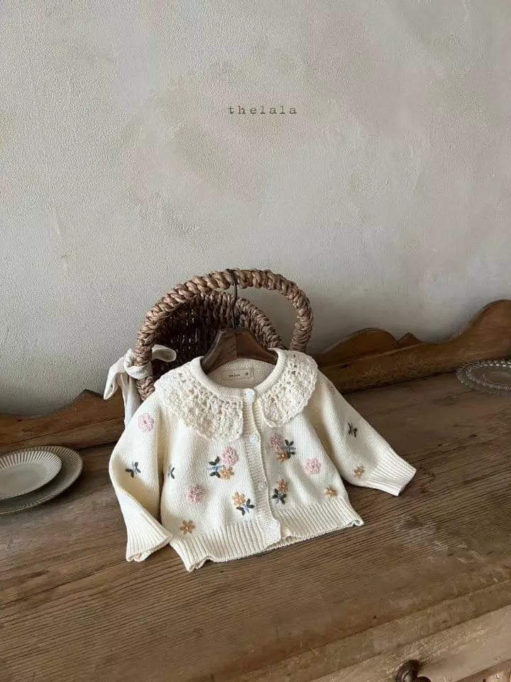 Lala - Korean Children Fashion - #childofig - Flower Embroidery Cardigan - 5