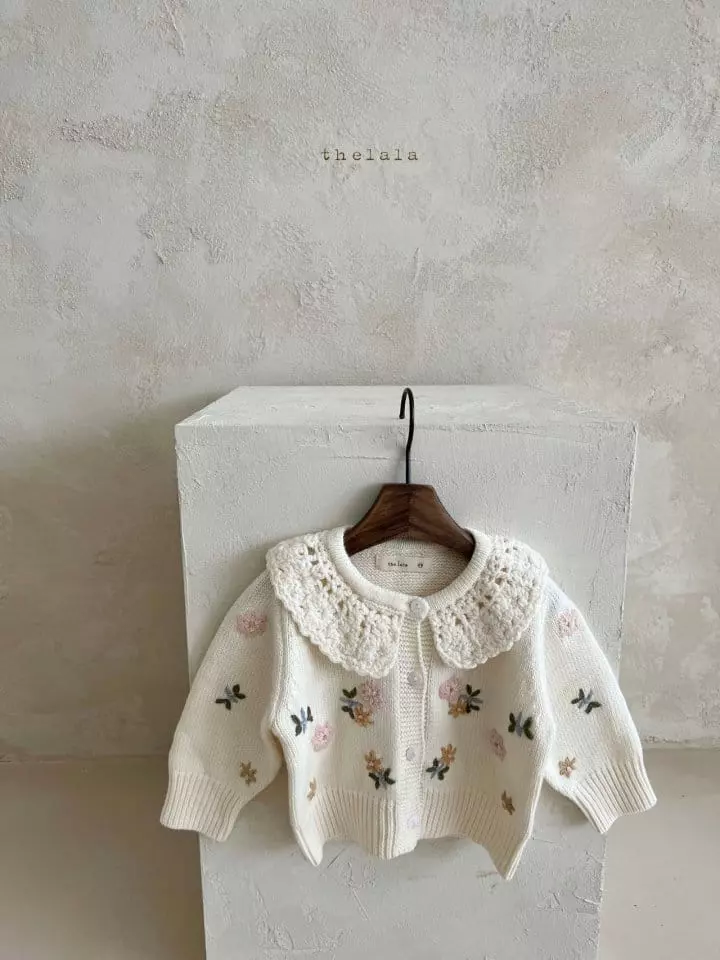 Lala - Korean Children Fashion - #minifashionista - Flower Embroidery Cardigan - 2