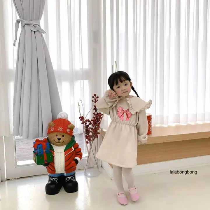 Lalabongbong - Korean Children Fashion - #designkidswear - Ribbon Collar One-piece - 8