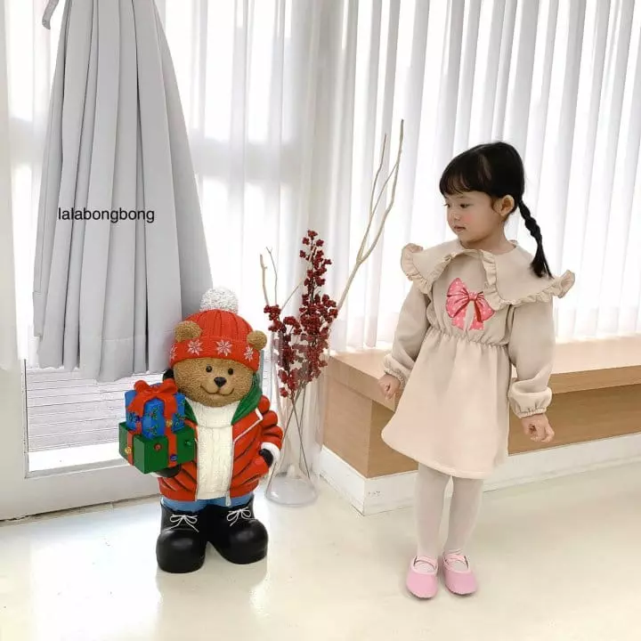 Lalabongbong - Korean Children Fashion - #fashionkids - Ribbon Collar One-piece - 10