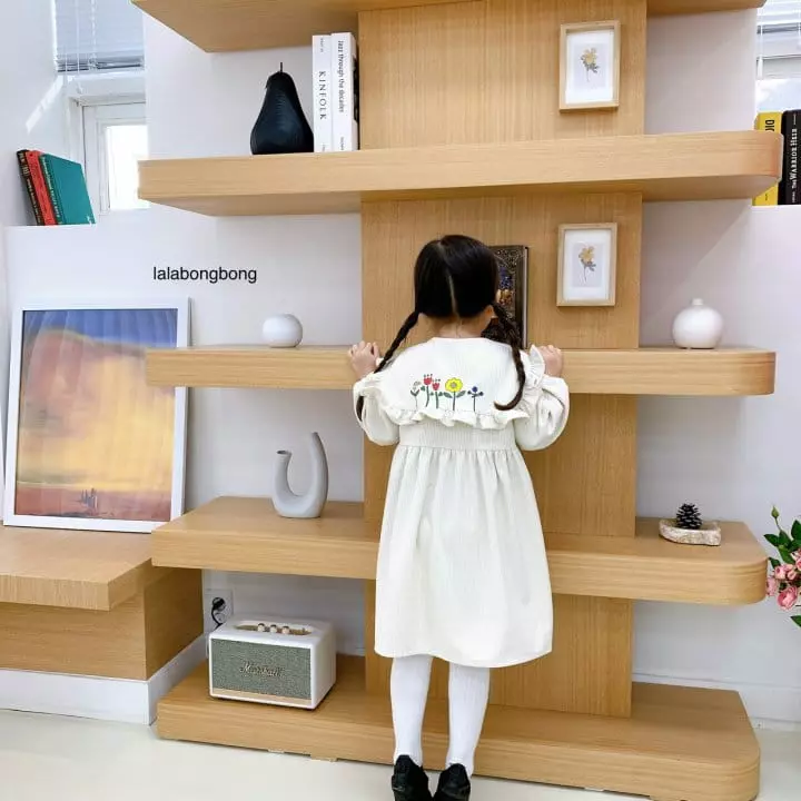 Lalabongbong - Korean Children Fashion - #kidsshorts - Flwoer Collar One-piece - 8