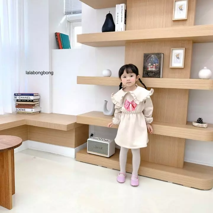 Lalabongbong - Korean Children Fashion - #kidsstore - Ribbon Collar One-piece - 12