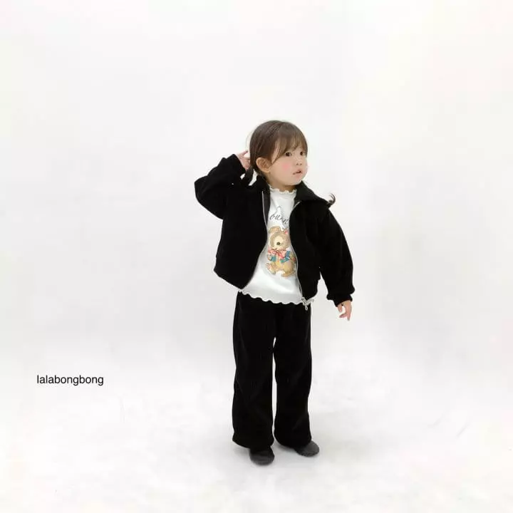 Lalabongbong - Korean Children Fashion - #littlefashionista - Velvet Zip-up - 5
