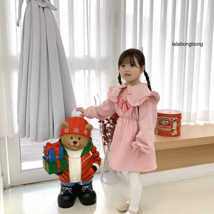 Lalabongbong - Korean Children Fashion - #littlefashionista - Ribbon Collar One-piece
