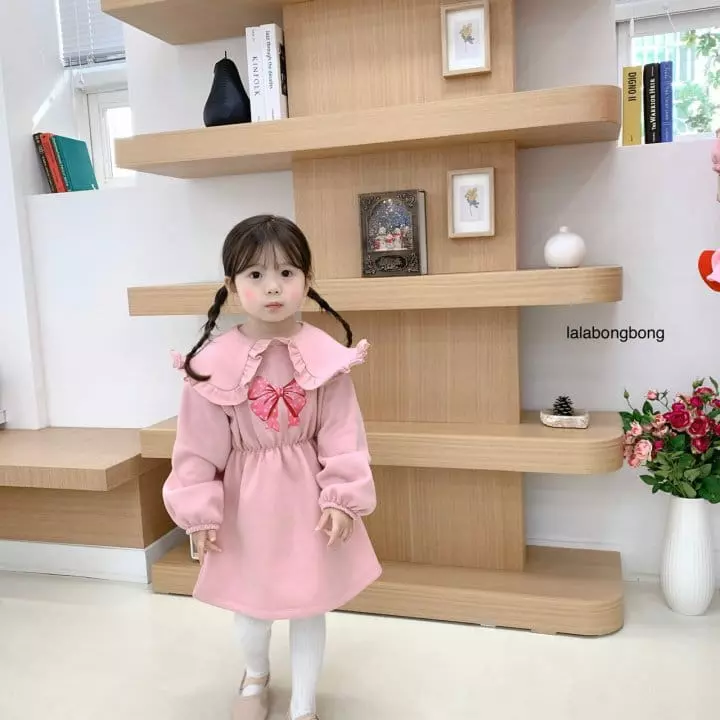 Lalabongbong - Korean Children Fashion - #magicofchildhood - Ribbon Collar One-piece - 2