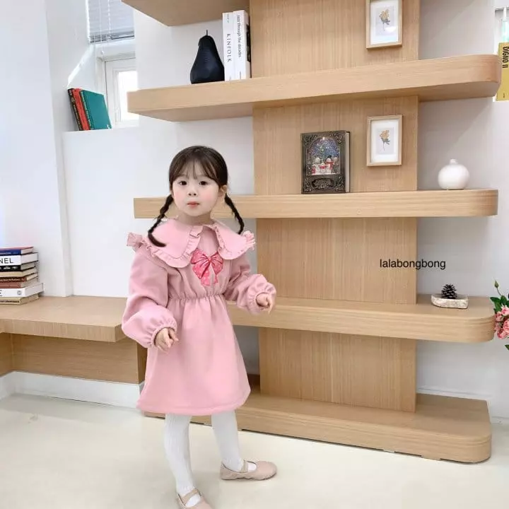 Lalabongbong - Korean Children Fashion - #minifashionista - Ribbon Collar One-piece - 3
