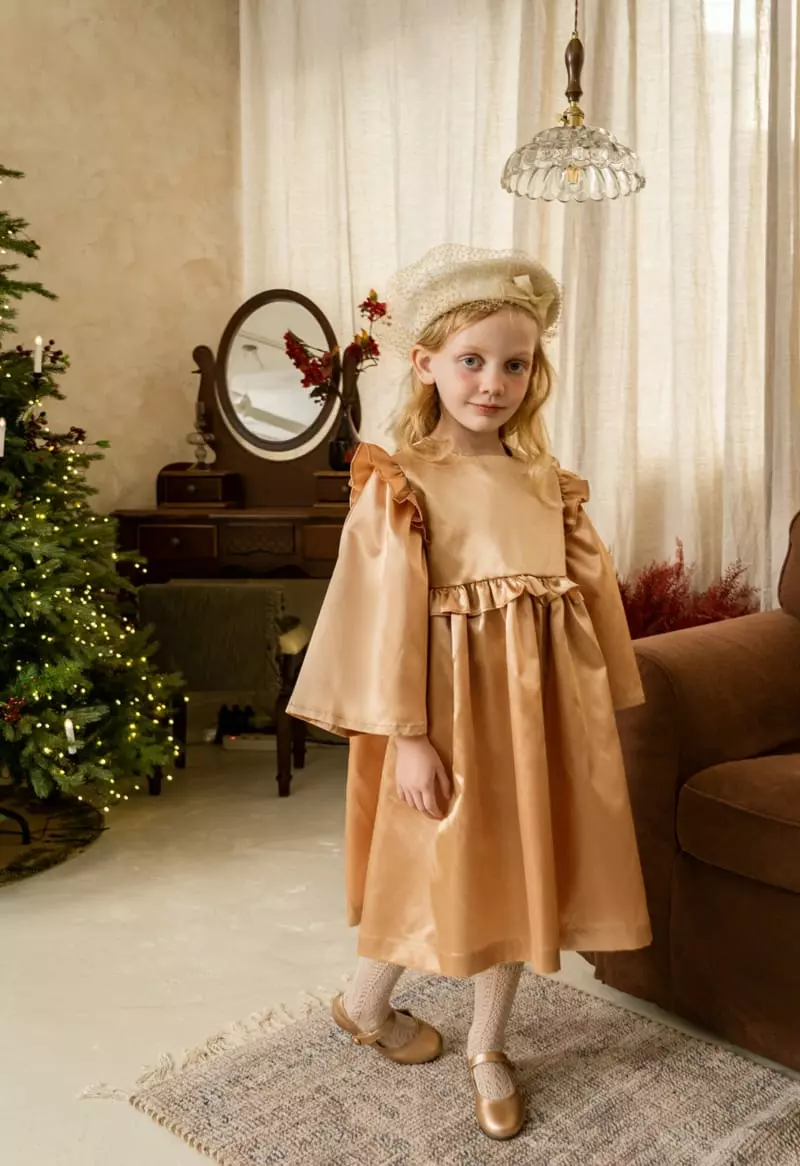 Le Bev - Korean Children Fashion - #childofig - Gold Silky One-piece - 10