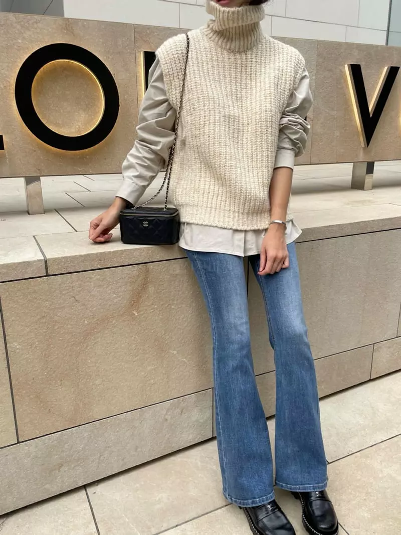 Levase - Korean Women Fashion - #momslook - Turtleneck Vest - 3