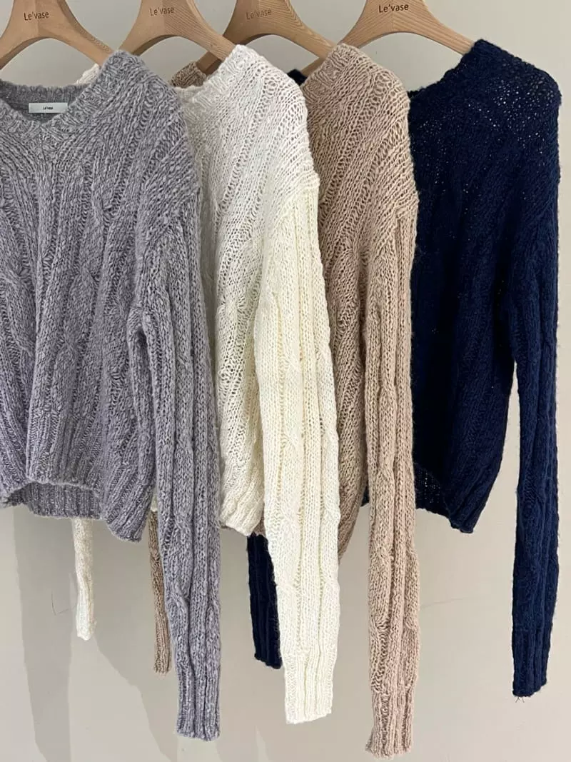 Levase - Korean Women Fashion - #momslook - Twist Knit Tee - 2