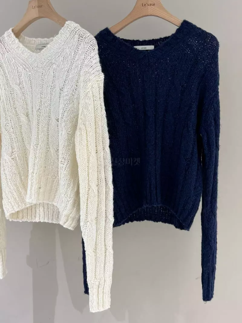 Levase - Korean Women Fashion - #womensfashion - Twist Knit Tee - 4