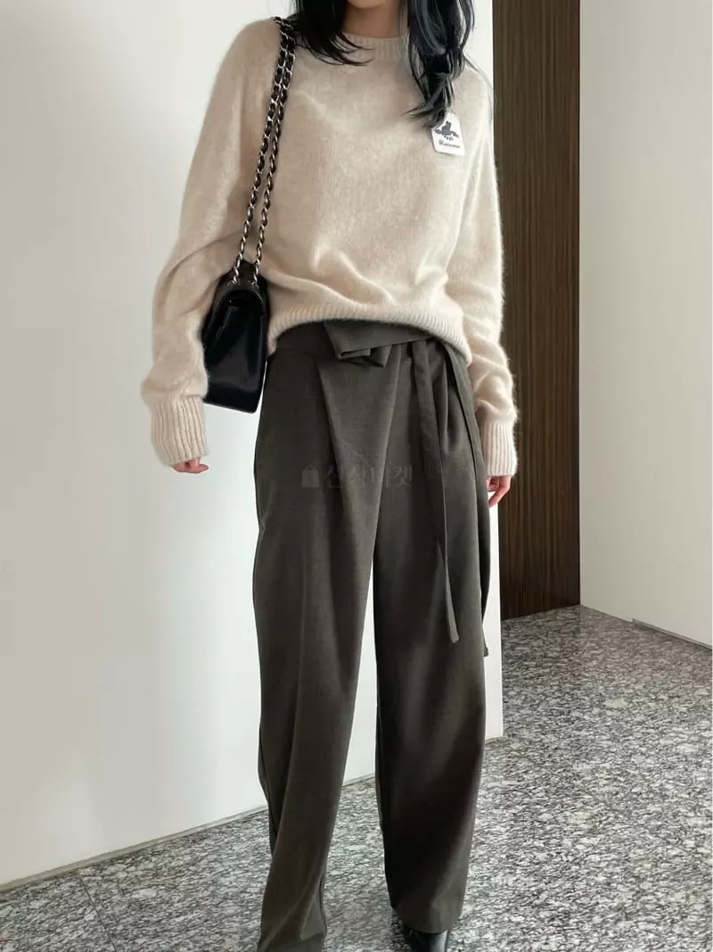 Levase - Korean Women Fashion - #vintagekidsstyle - Warp Button Pants