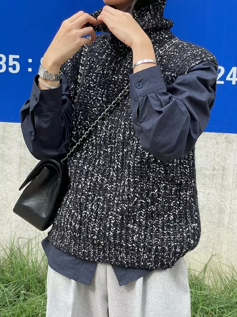Levase - Korean Women Fashion - #womensfashion - Turtleneck Vest - 8