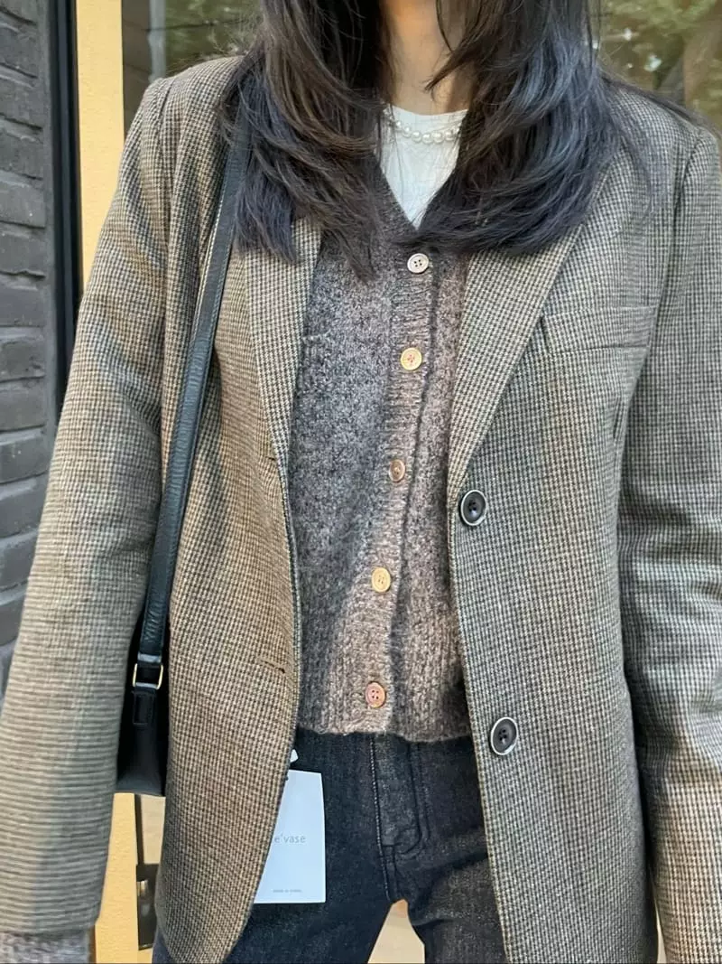 Levase - Korean Women Fashion - #womensfashion - Check Jacket - 8