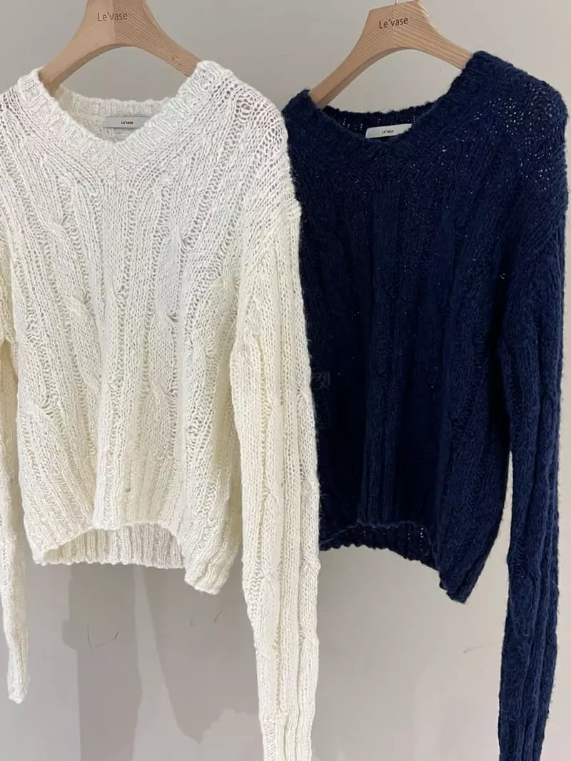 Levase - Korean Women Fashion - #womensfashion - Twist Knit Tee - 3