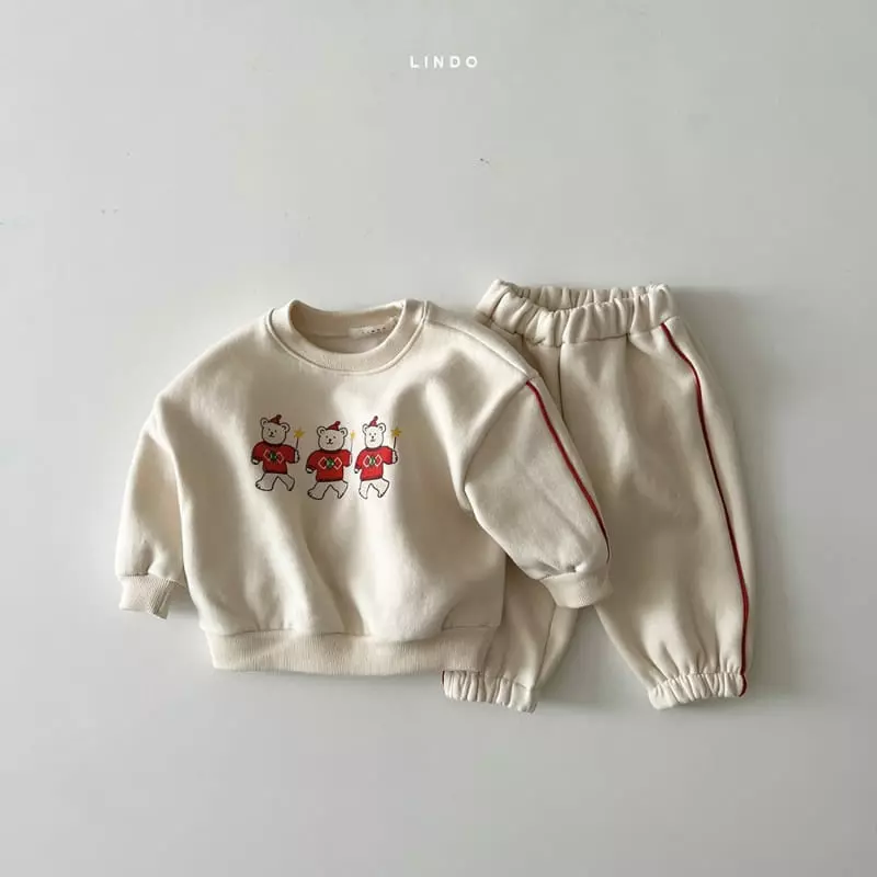 Lindo - Korean Children Fashion - #childofig - Star Bear Fleece Top Bottom Set