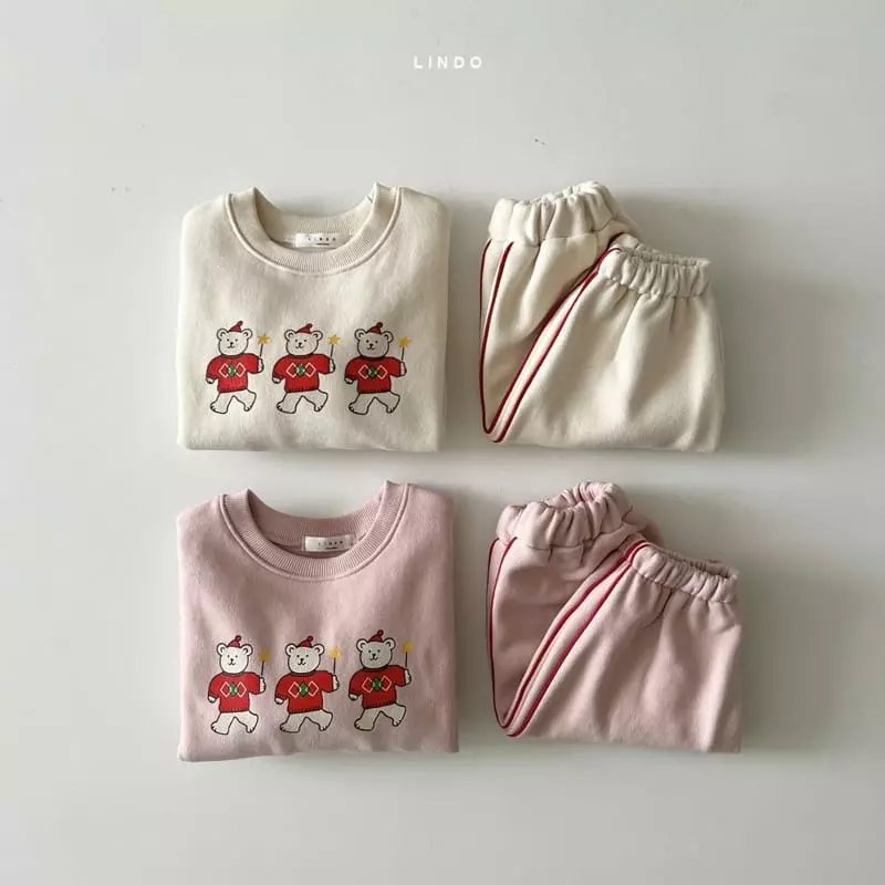 Lindo - Korean Children Fashion - #childrensboutique - Star Bear Fleece Top Bottom Set - 3