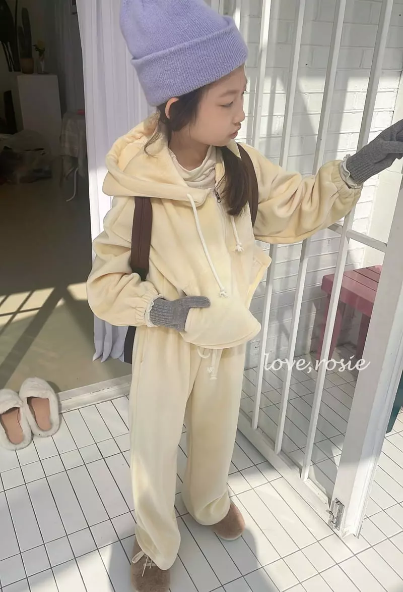 Love Rosie - Korean Children Fashion - #Kfashion4kids - Dotom Veloure Crop Hoody Top Bottom Set - 3