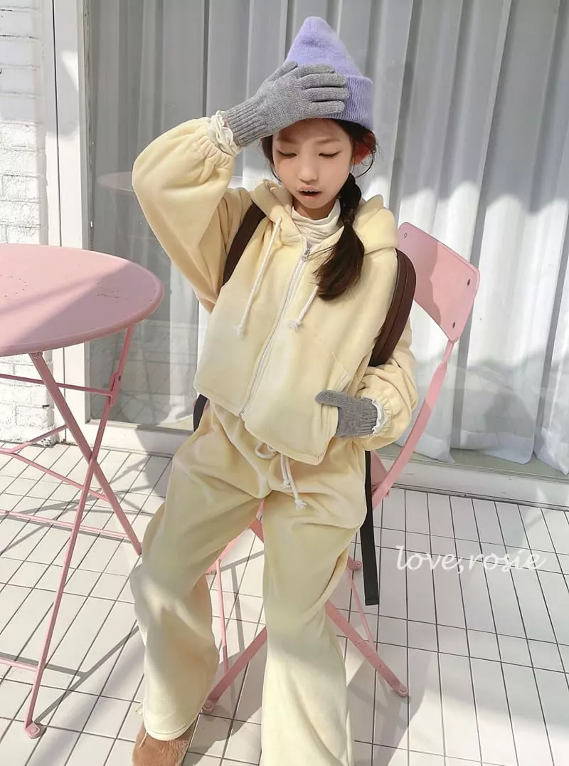 Love Rosie - Korean Children Fashion - #kidsstore - Dotom Veloure Crop Hoody Top Bottom Set