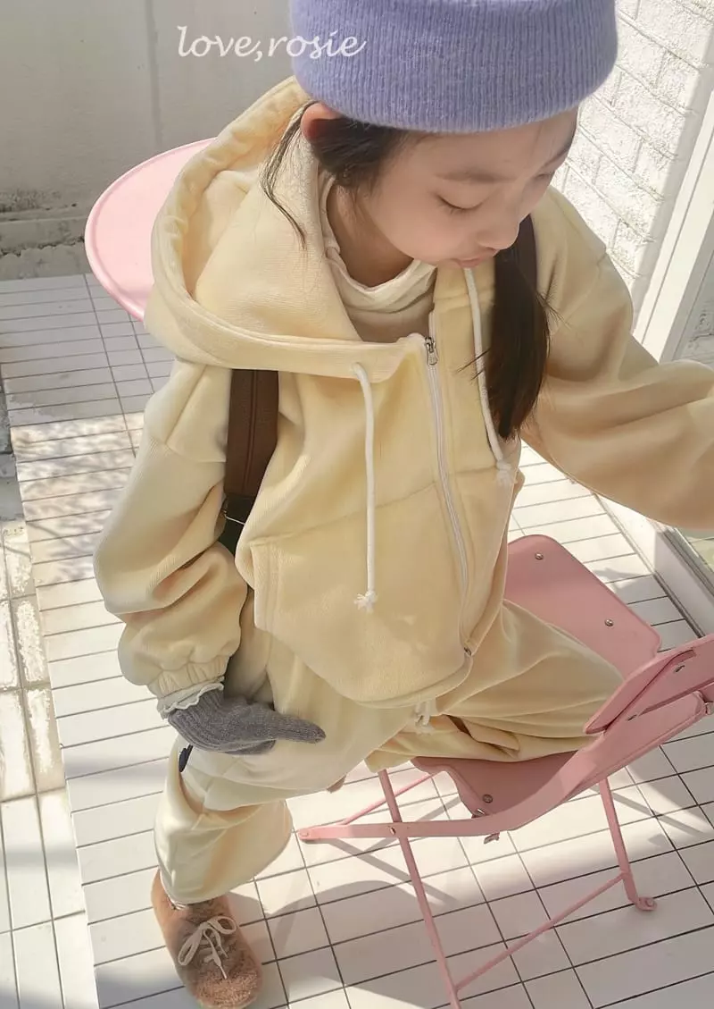 Love Rosie - Korean Children Fashion - #Kfashion4kids - Dotom Veloure Crop Hoody Top Bottom Set - 4