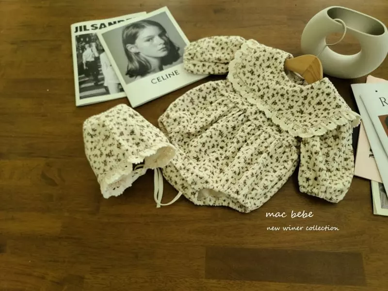 Mac - Korean Baby Fashion - #babyfever - Square Bodysuit with Bonnet