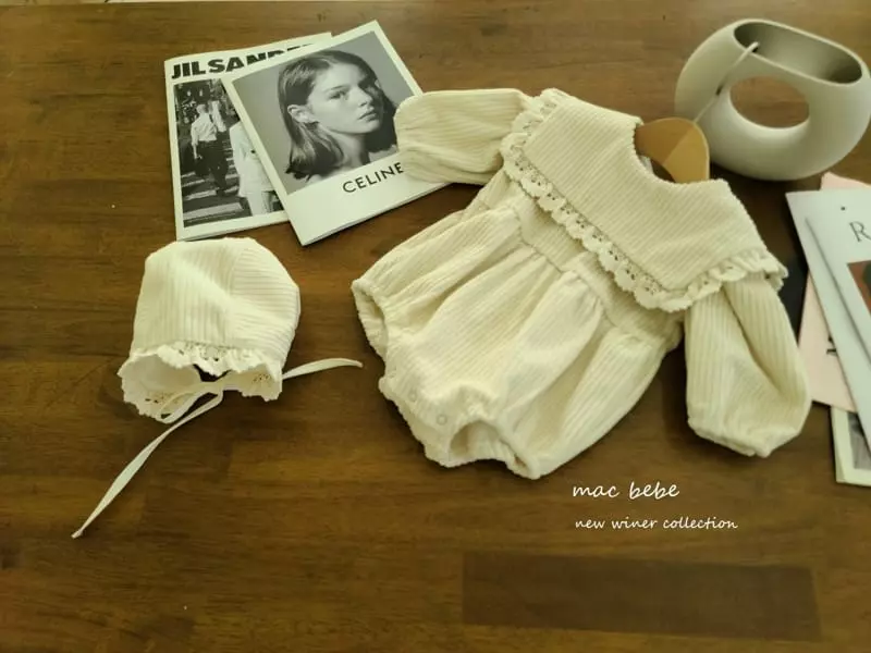 Mac - Korean Baby Fashion - #babygirlfashion - Square Bodysuit with Bonnet - 2