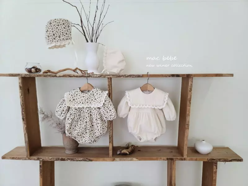Mac - Korean Baby Fashion - #babyootd - Square Bodysuit with Bonnet - 5