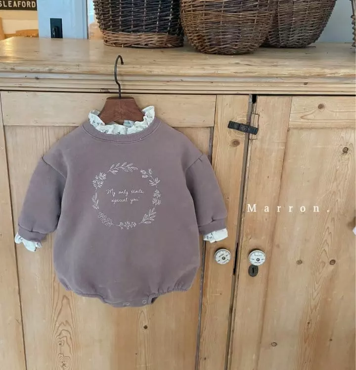 Marron Kid - Korean Baby Fashion - #babyootd - Marron Fleece Bodysuit