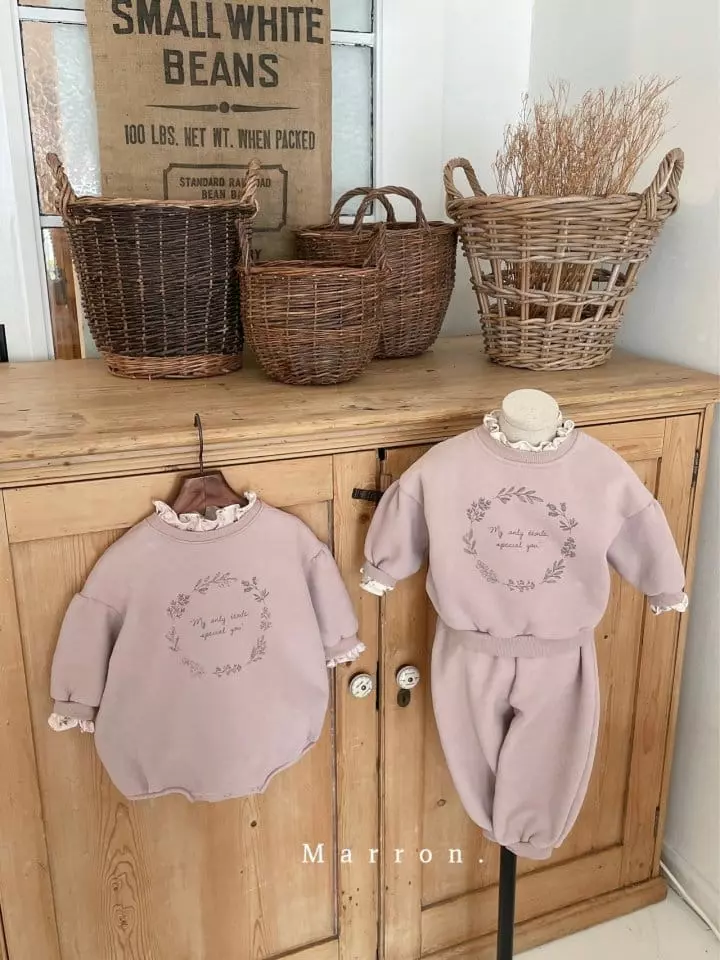Marron Kid - Korean Baby Fashion - #babyoutfit - Marron Fleece Bodysuit - 2