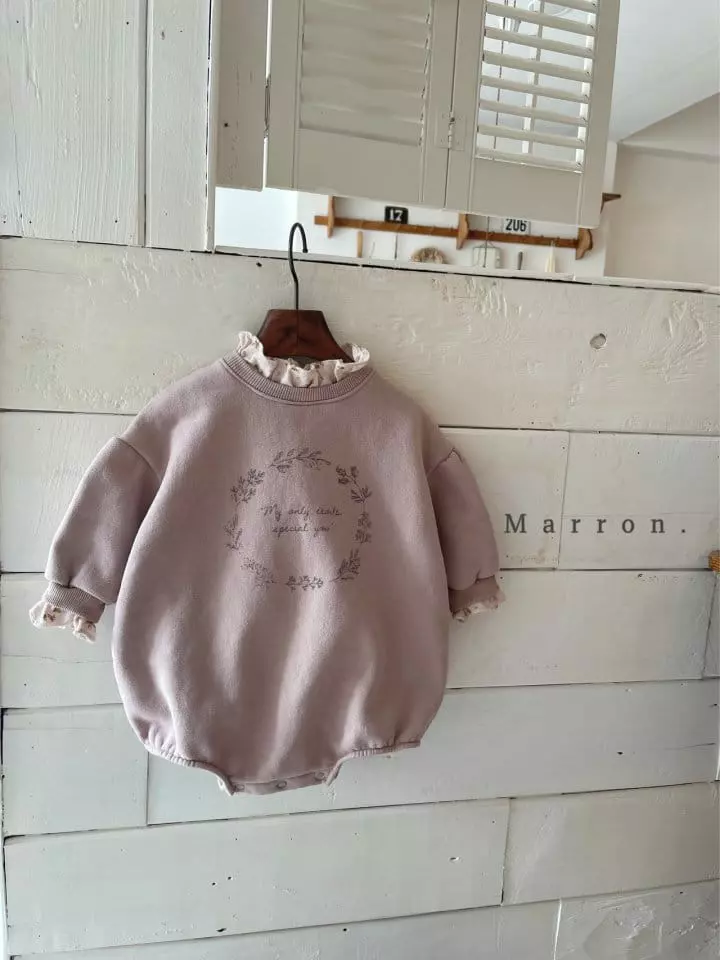 Marron Kid - Korean Baby Fashion - #babyoutfit - Marron Fleece Bodysuit - 4