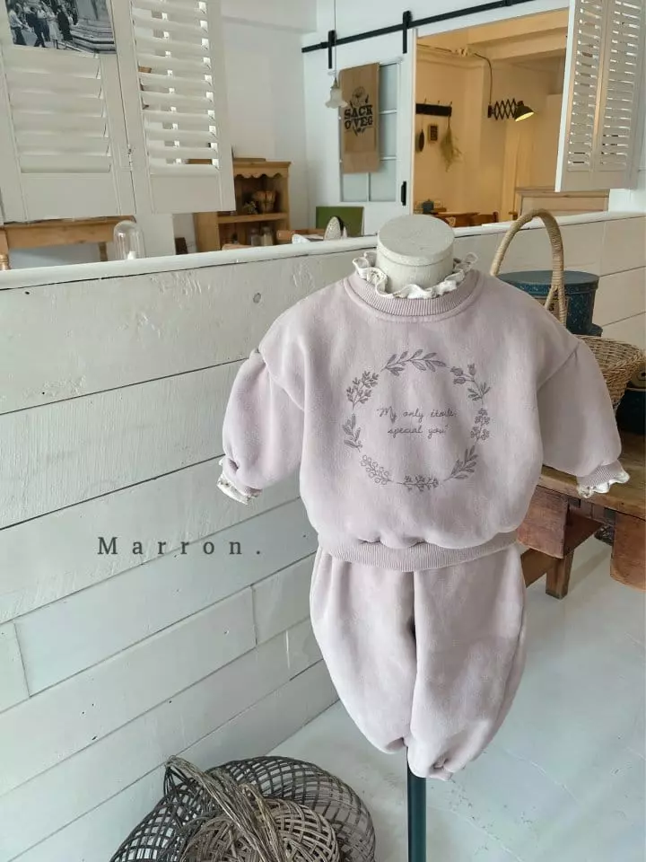 Marron Kid - Korean Children Fashion - #magicofchildhood - Marron Fleece Top Bottom Set - 2