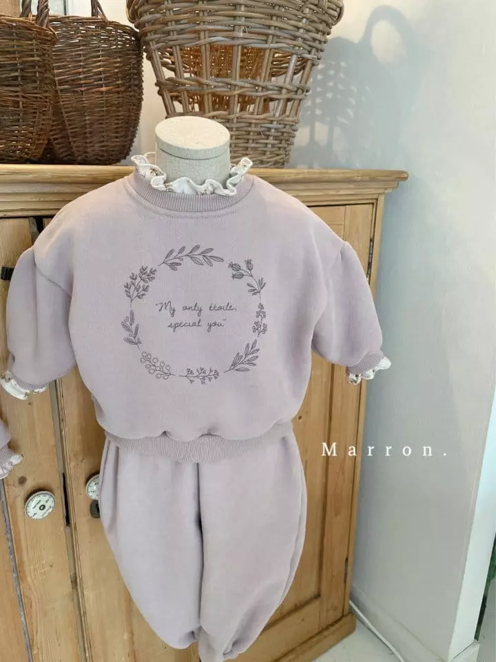 Marron Kid - Korean Children Fashion - #minifashionista - Marron Fleece Top Bottom Set - 3