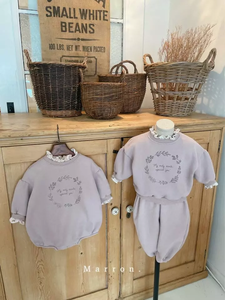 Marron Kid - Korean Children Fashion - #minifashionista - Marron Fleece Top Bottom Set - 4