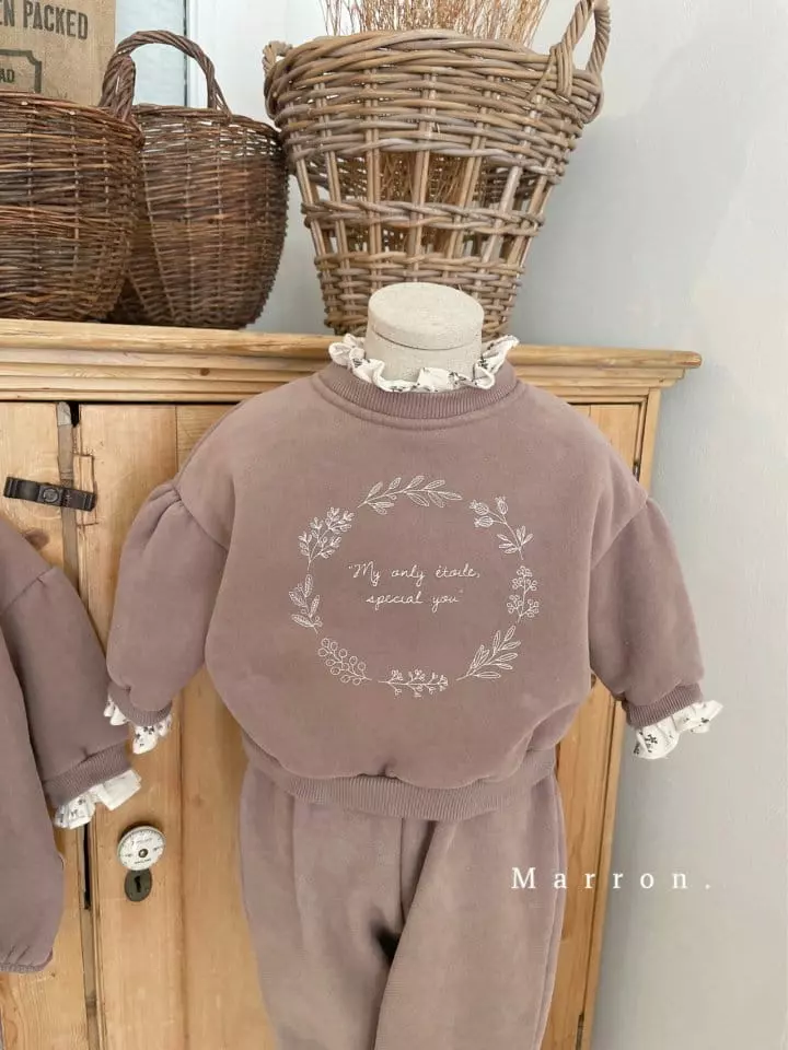 Marron Kid - Korean Children Fashion - #stylishchildhood - Marron Fleece Top Bottom Set - 7