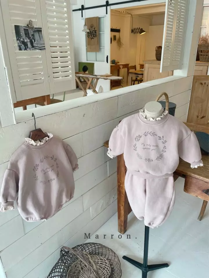 Marron Kid - Korean Children Fashion - #todddlerfashion - Marron Fleece Top Bottom Set - 5