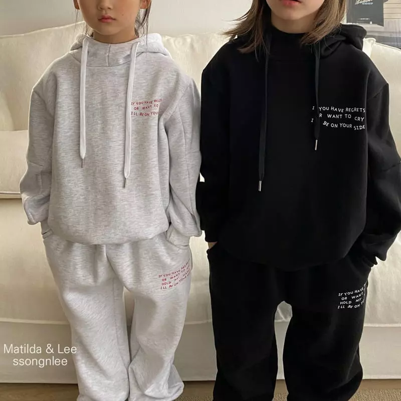 Matilda & Lee - Korean Children Fashion - #childofig - Lettering Hoody Set - 4