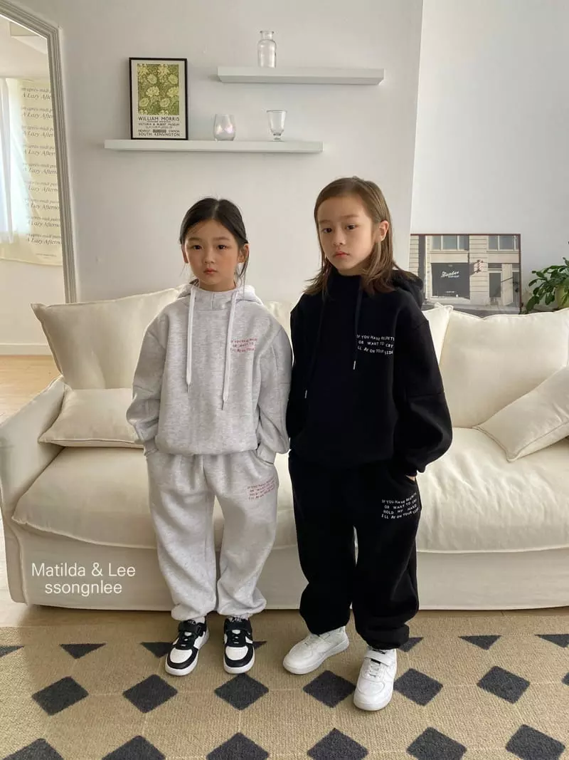 Matilda & Lee - Korean Children Fashion - #kidsshorts - Lettering Hoody Set - 9