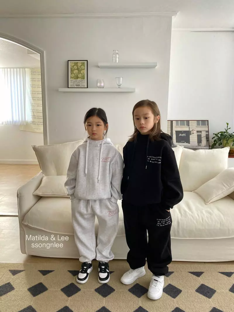 Matilda & Lee - Korean Children Fashion - #kidsstore - Lettering Hoody Set - 10