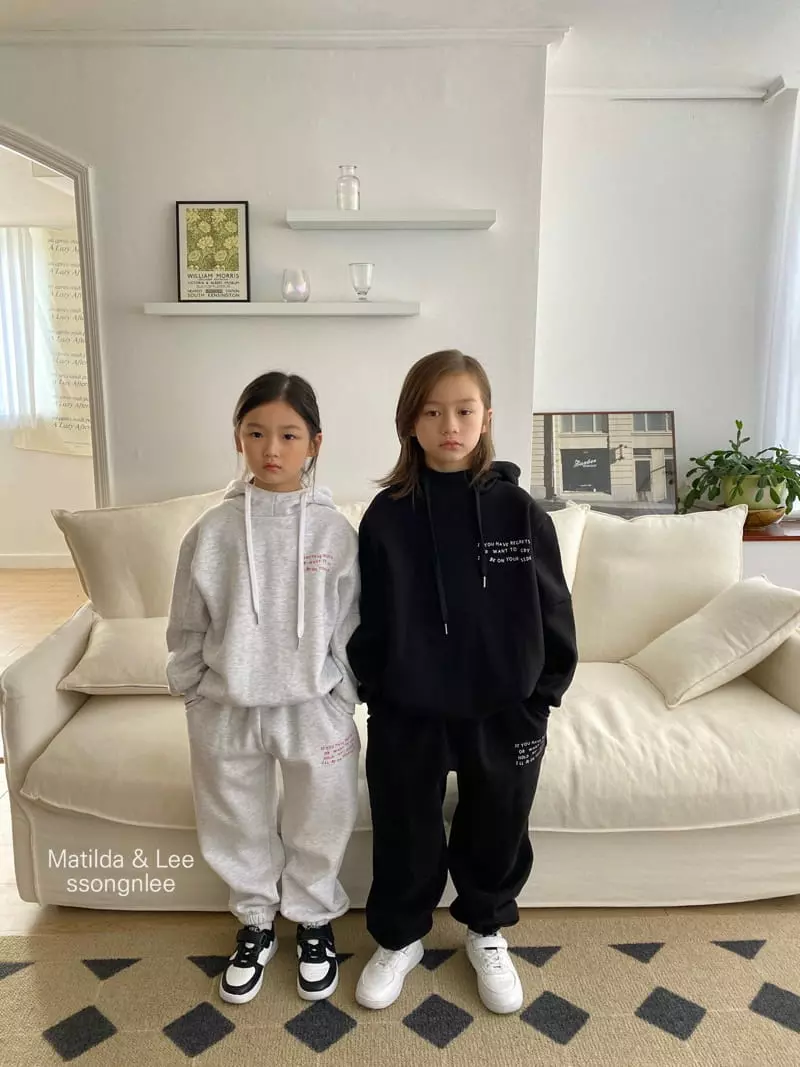 Matilda & Lee - Korean Children Fashion - #prettylittlegirls - Lettering Hoody Set - 2