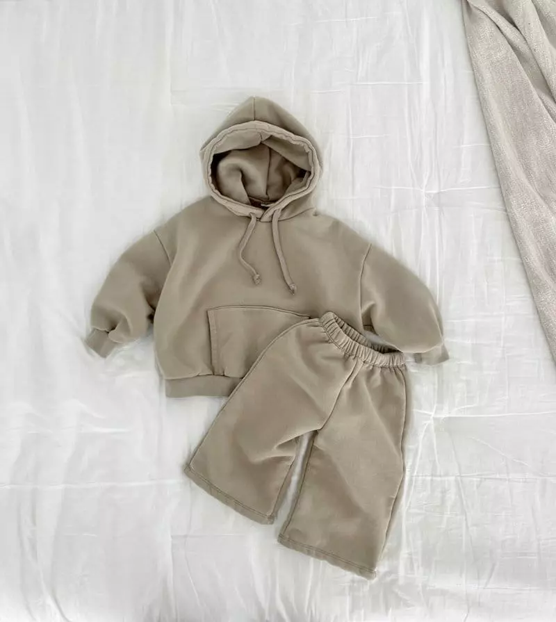Melmel - Korean Baby Fashion - #babyoninstagram - Fleece Hoody Set - 2