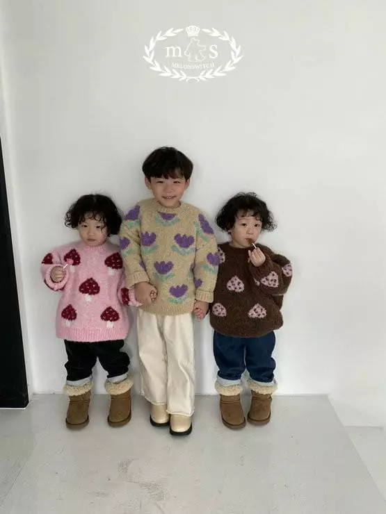 Melon Switch - Korean Children Fashion - #Kfashion4kids - Tulip Mushrom Knit Tee - 3