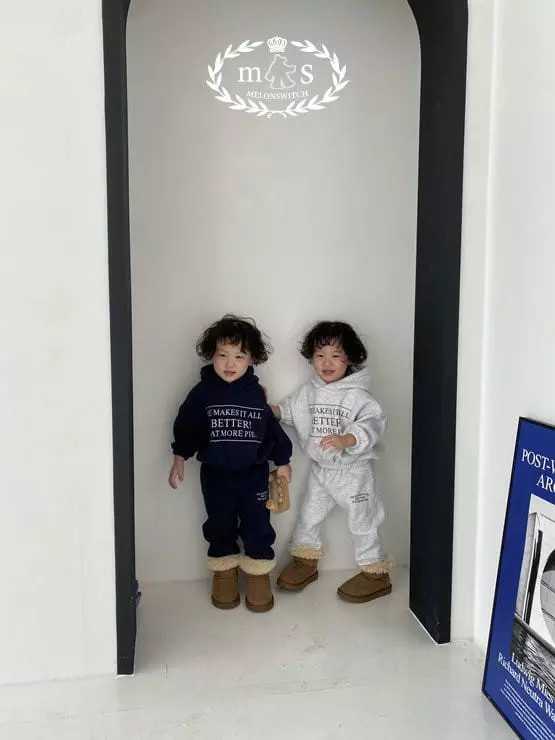 Melon Switch - Korean Children Fashion - #childofig - Pie Hoody Fleece Top Bottom Set - 2