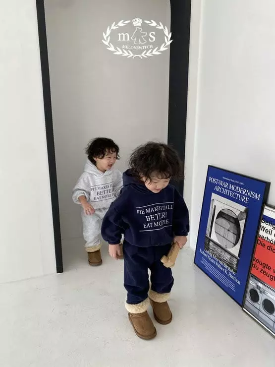 Melon Switch - Korean Children Fashion - #childofig - Pie Hoody Fleece Top Bottom Set - 3