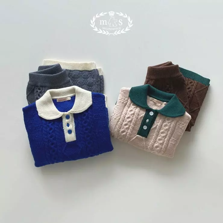 Melon Switch - Korean Children Fashion - #childrensboutique - Caremel Knit Top Bottom Set