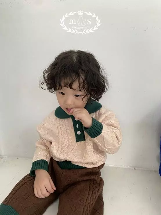 Melon Switch - Korean Children Fashion - #designkidswear - Caremel Knit Top Bottom Set - 2