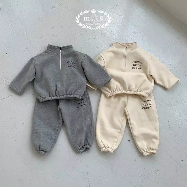 Melon Switch - Korean Children Fashion - #designkidswear - Cream Fleece Zip-up Set