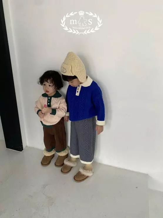 Melon Switch - Korean Children Fashion - #discoveringself - Caremel Knit Top Bottom Set - 3