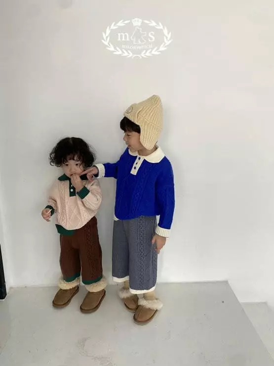 Melon Switch - Korean Children Fashion - #discoveringself - Caremel Knit Top Bottom Set - 4
