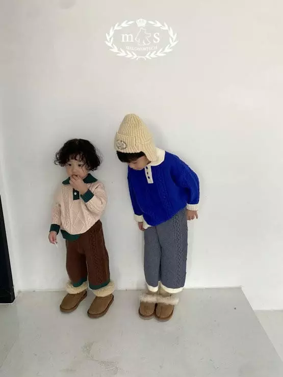Melon Switch - Korean Children Fashion - #kidsshorts - Caremel Knit Top Bottom Set - 5
